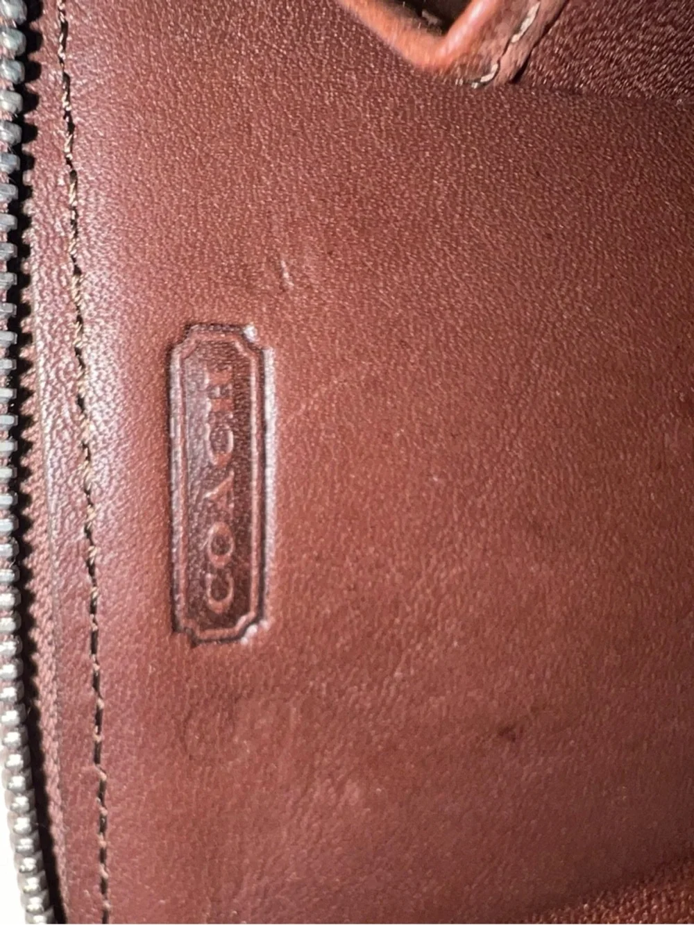 🩷 Coach Vtg Glove Tanned  Mahogany Brown Leather Zip Around  Coin Purse Wallet 💚